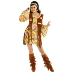 Womens Yellow Hippie Costume Dress -Angels Face Negozio mcwyh womens yellow hippie dress 4