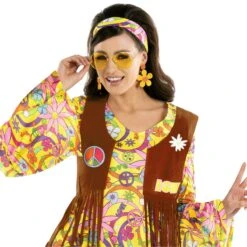 Womens Yellow Hippie Costume Dress -Angels Face Negozio mcwyh womens yellow hippie dress 6