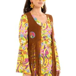 Womens Yellow Hippie Costume Dress -Angels Face Negozio mcwyh womens yellow hippie dress 7