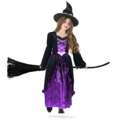 Kids Purple Witch Costume -Angels Face Negozio ncvbfoza