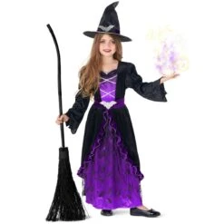 Kids Purple Witch Costume -Angels Face Negozio plw8puqa