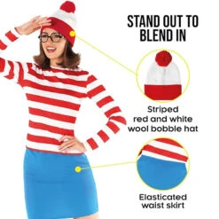 Costume Da Esploratrice A Strisce Da Donna -Angels Face Negozio where s wally womens costume 3