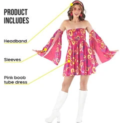 Womens 60s Pink Swirl Dress Costume -Angels Face Negozio womens 60s swirl dress costume pink 2