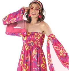 Womens 60s Pink Swirl Dress Costume -Angels Face Negozio womens 60s swirl dress costume pink 5
