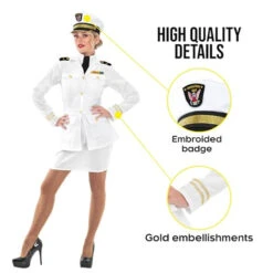 Womens White Navy Officer Costume -Angels Face Negozio womens navy officer white costume 3