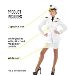 Womens White Navy Officer Costume -Angels Face Negozio womens navy officer white costume 4