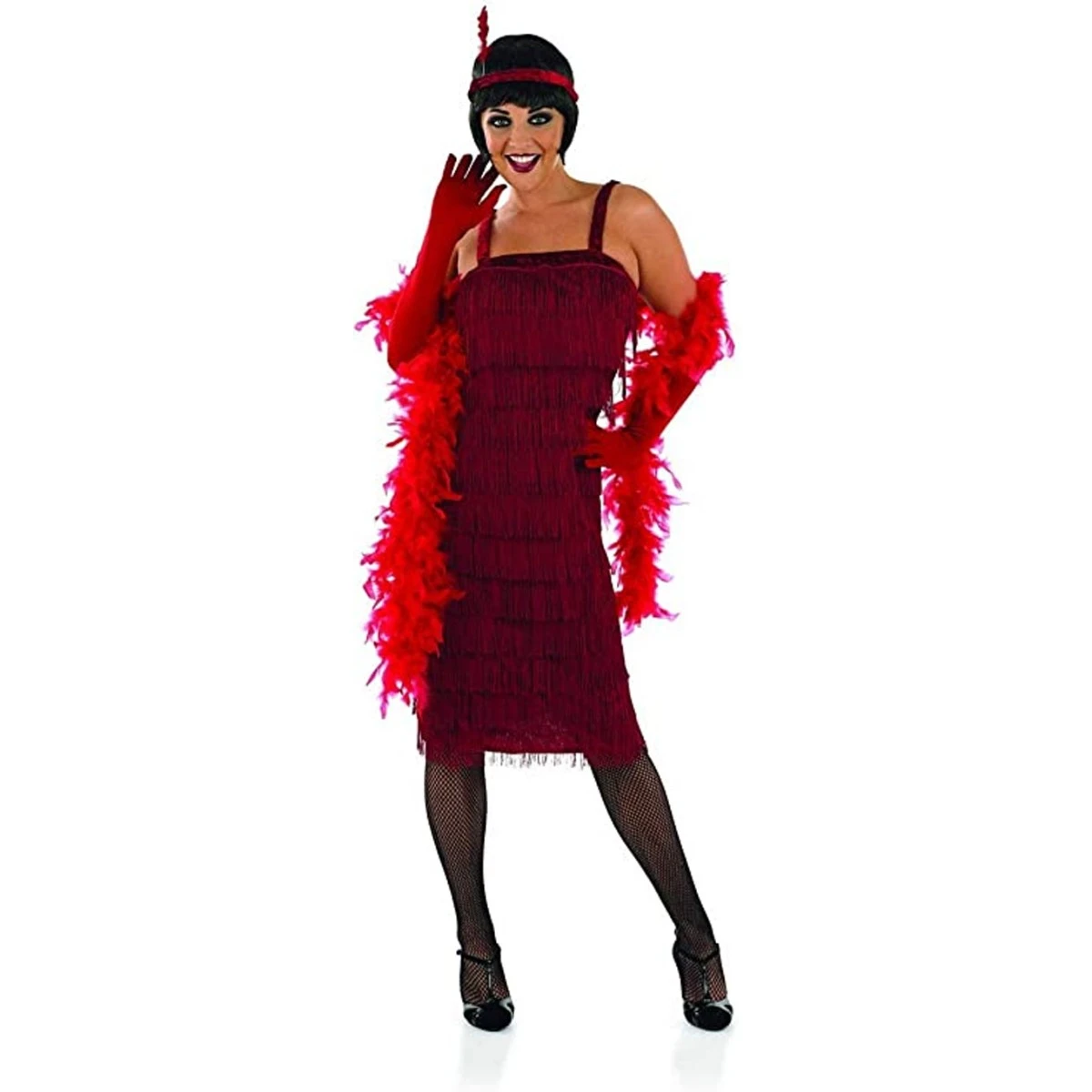 Womens Red Flapper Girl Costume 3 Womens Red Flapper Girl Costume