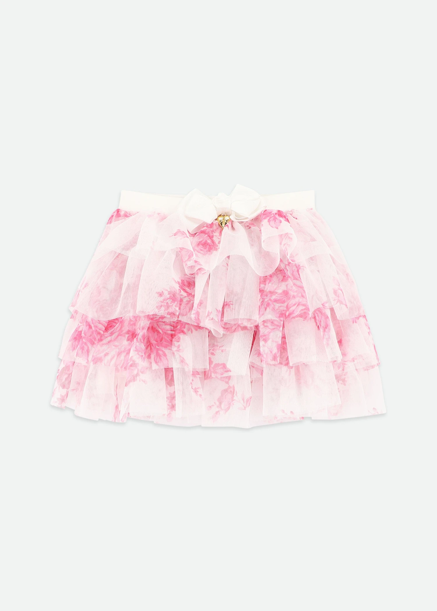 Abbie Roses Tulle Skirt Snowdrop/Pink 3 Abbie Roses Tulle Skirt Snowdrop/Pink