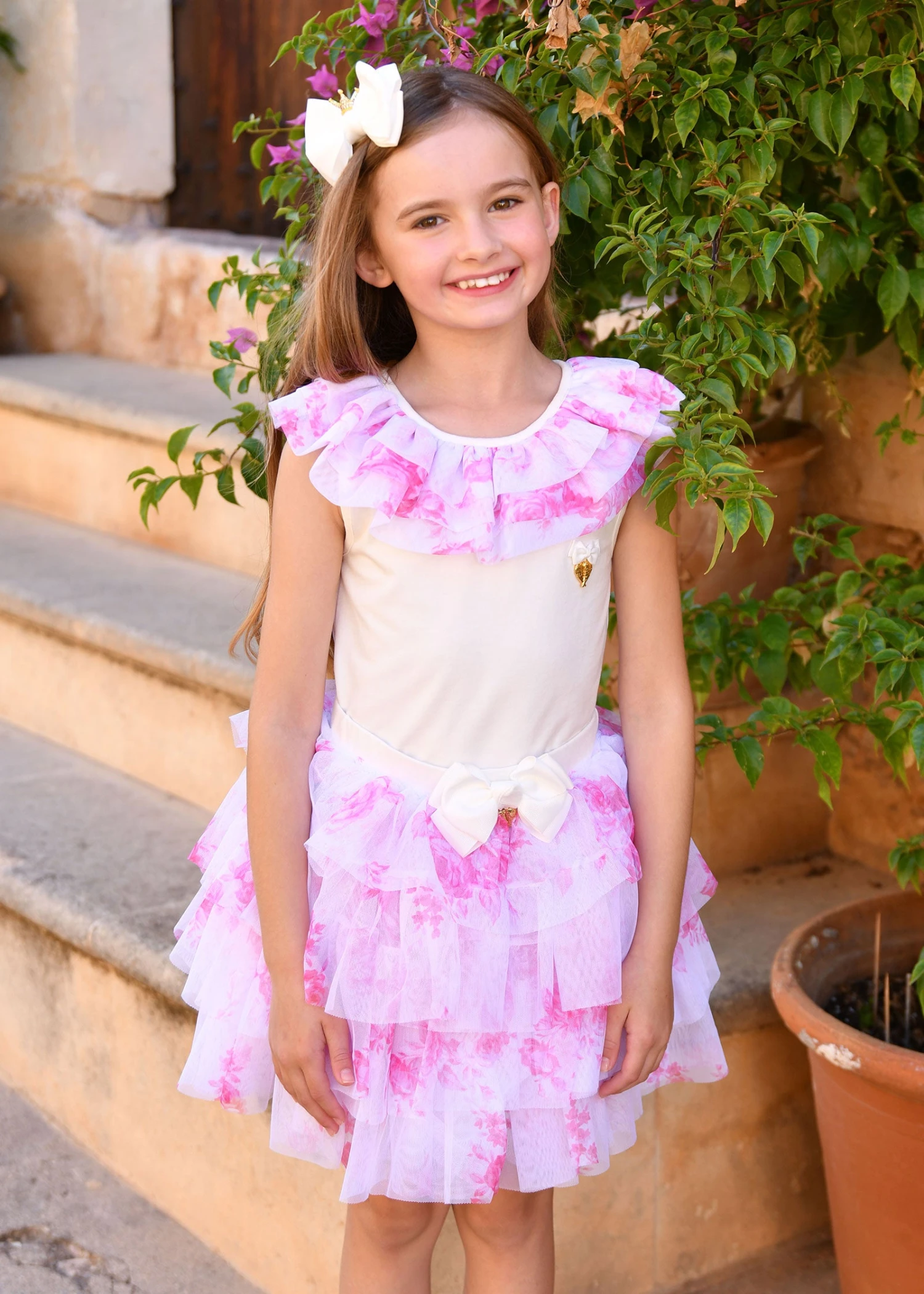 Abbie Roses Tulle Skirt Snowdrop/Pink 4 Abbie Roses Tulle Skirt Snowdrop/Pink - immagine 2
