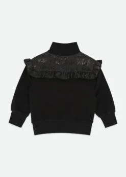 Adalene Jacquard Panel Sweat Top Black -Angels Face Negozio Adalene Sweat Black Back