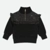 Adalene Jacquard Panel Sweat Top Black -Angels Face Negozio Adalene Sweat Black Front