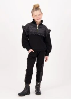 Adalene Jacquard Panel Sweat Top Black -Angels Face Negozio Adalene Joggers Black Lifestyle