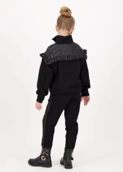 Adalene Jacquard Panel Sweat Top Black -Angels Face Negozio Adalene Joggers Black Lifestyle 2
