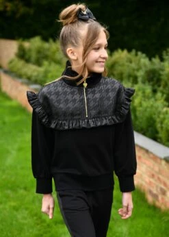 Adalene Jacquard Panel Sweat Top Black -Angels Face Negozio Adalene Jumper Black Campaign