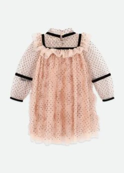 Adelia Flock Dotted Tulle Dress Blush Pink -Angels Face Negozio Adelia Dress Pink Back