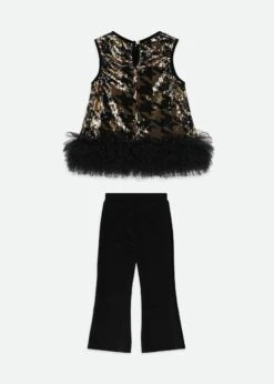 Amber Sequin Top And Trouser Set Black/Gold -Angels Face Negozio Amber Set BlackGold Back