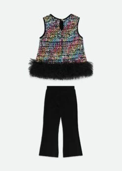 Amber Multi Sequin Top And Trousers Set Black Multi -Angels Face Negozio Amber Set Multi Back