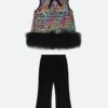 Amber Multi Sequin Top And Trousers Set Black Multi -Angels Face Negozio Amber Set Multi Front