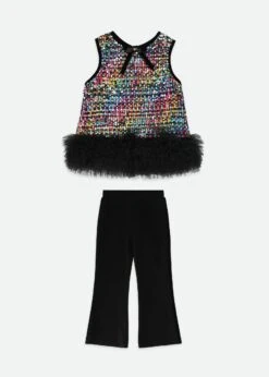 Amber Multi Sequin Top And Trousers Set Black Multi