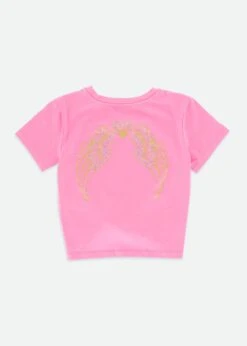 Amelia Wings Printed Tee Begonia Pink 9 Amelia Wings Printed Tee Begonia Pink -Angels Face Negozio Amelia Top Begonia Front