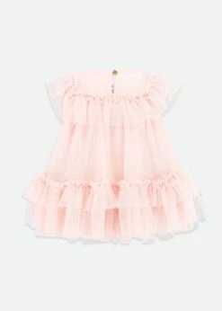Andie Spotted Tulle Baby Dress Pale Pink -Angels Face Negozio Andie BabyDress Pink Back