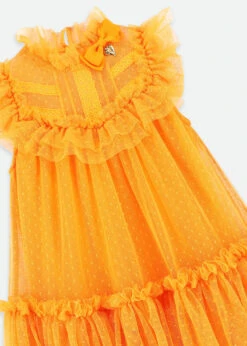 Andrea Spotted Tulle Dress Orange -Angels Face Negozio Andrea Dress Orange Detail