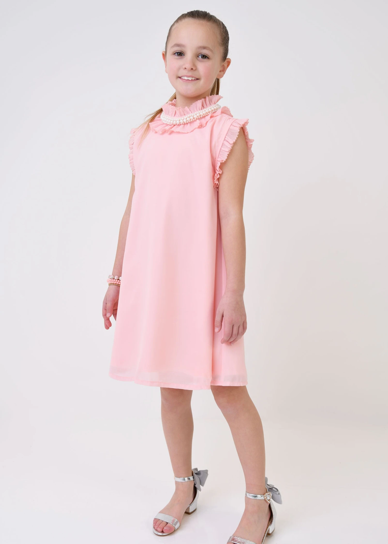 Aphrodite Pearl Collar Dress Peach 5 Aphrodite Pearl Collar Dress Peach - immagine 3