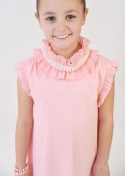 Aphrodite Pearl Collar Dress Peach 11 Aphrodite Pearl Collar Dress Peach -Angels Face Negozio Aphrodite Dress Peach Lifestyle 2