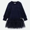 Bijou Crystal Velour Dress Navy