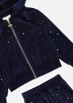Bijou Crystal Velour Tracksuit Navy -Angels Face Negozio Bijou Trackuit Navy Detail