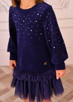 Bijou Crystal Velour Dress Navy -Angels Face Negozio Bijou Dress Navy Lifestyle 3
