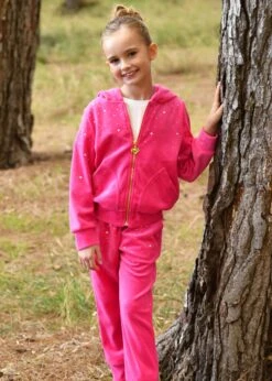 Bijou Crystal Velour Hoodie Hot Pink -Angels Face Negozio Bijou Hoddie Hot Pink Campaign 1