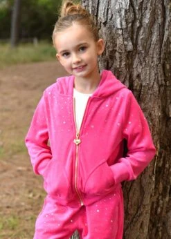 Bijou Crystal Velour Hoodie Hot Pink -Angels Face Negozio Bijou Hoddie Hot Pink Campaign 2