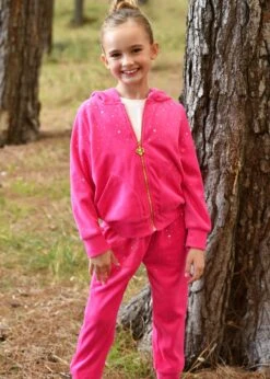 Bijou Crystal Velour Jogger Hot Pink -Angels Face Negozio Bijou Jogger Hot Pink Campaign