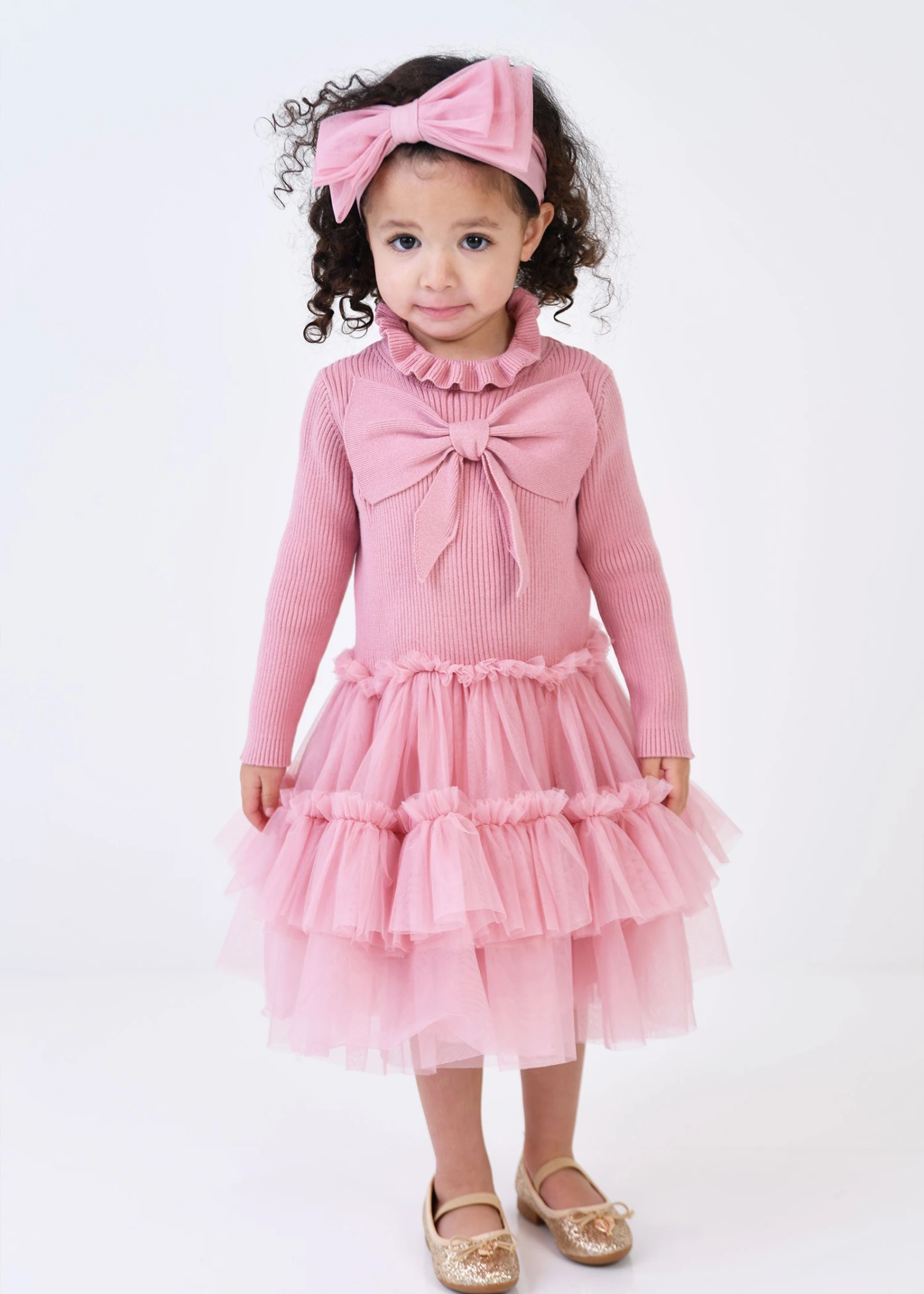 Bliss Baby Knitted And Tulle Dress Tea Rose 4 Bliss Baby Knitted And Tulle Dress Tea Rose - immagine 2