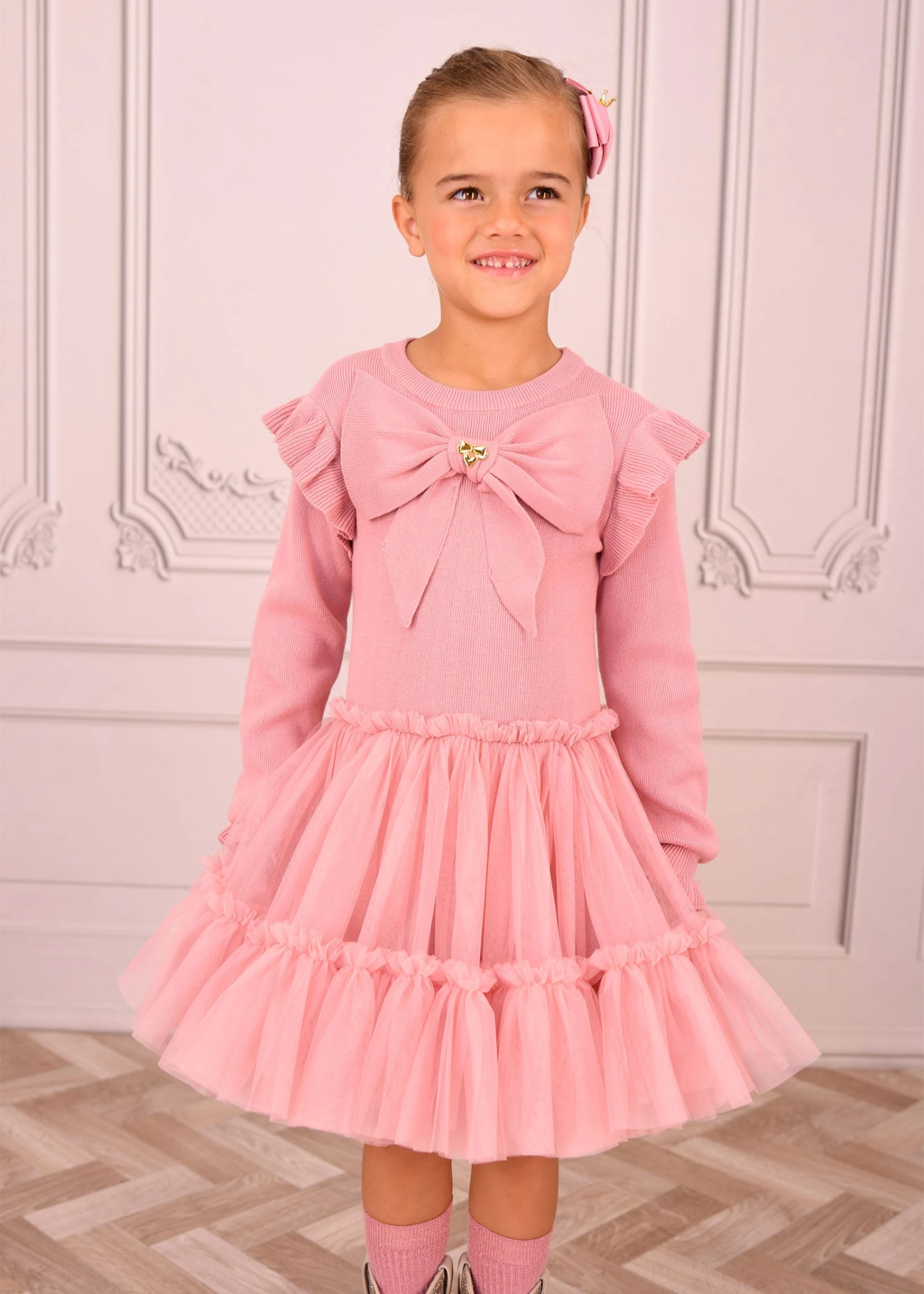 Bliss Knitted And Tulle Dress Tea Rose 4 Bliss Knitted And Tulle Dress Tea Rose - immagine 2