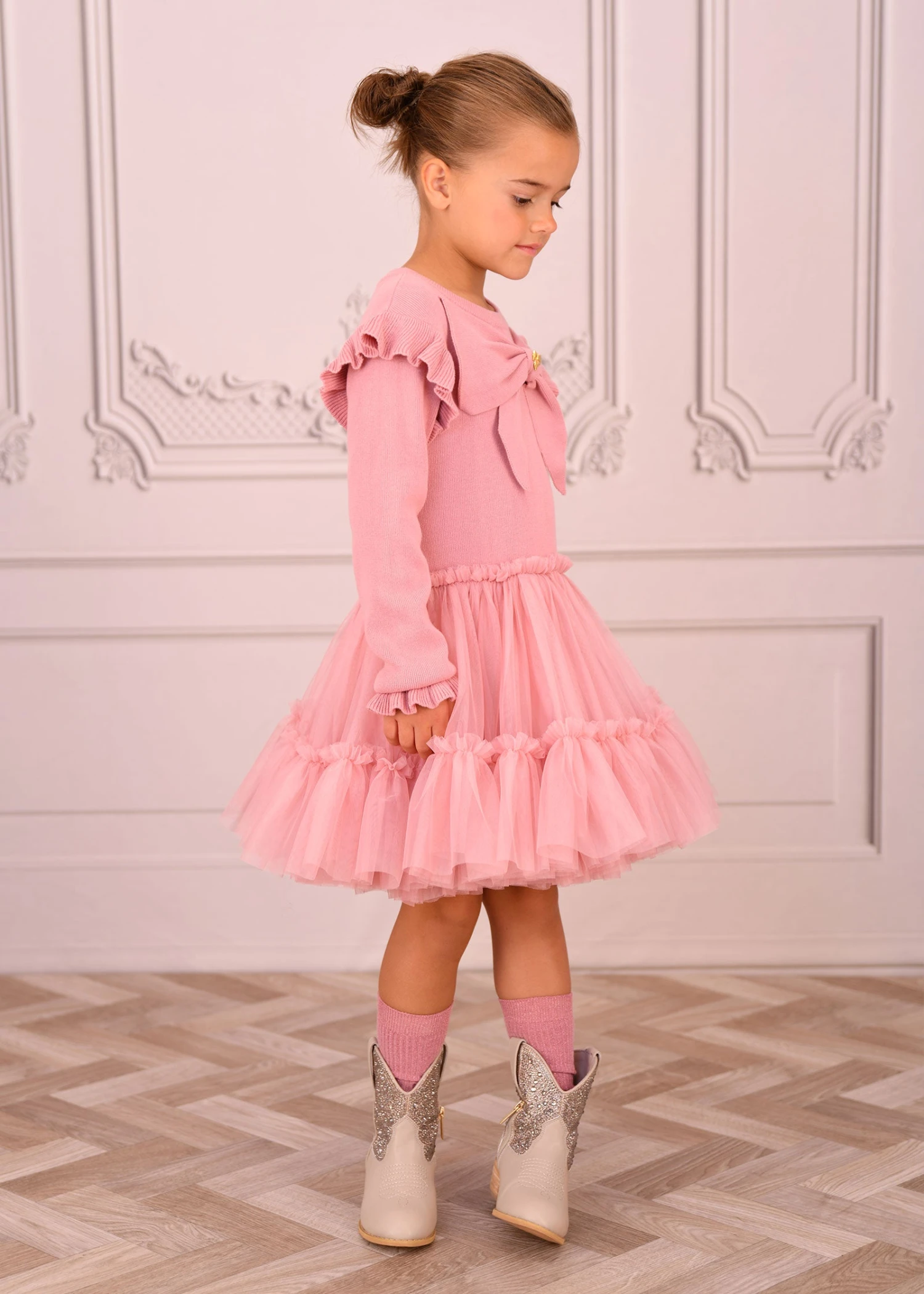 Bliss Knitted And Tulle Dress Tea Rose 5 Bliss Knitted And Tulle Dress Tea Rose - immagine 3