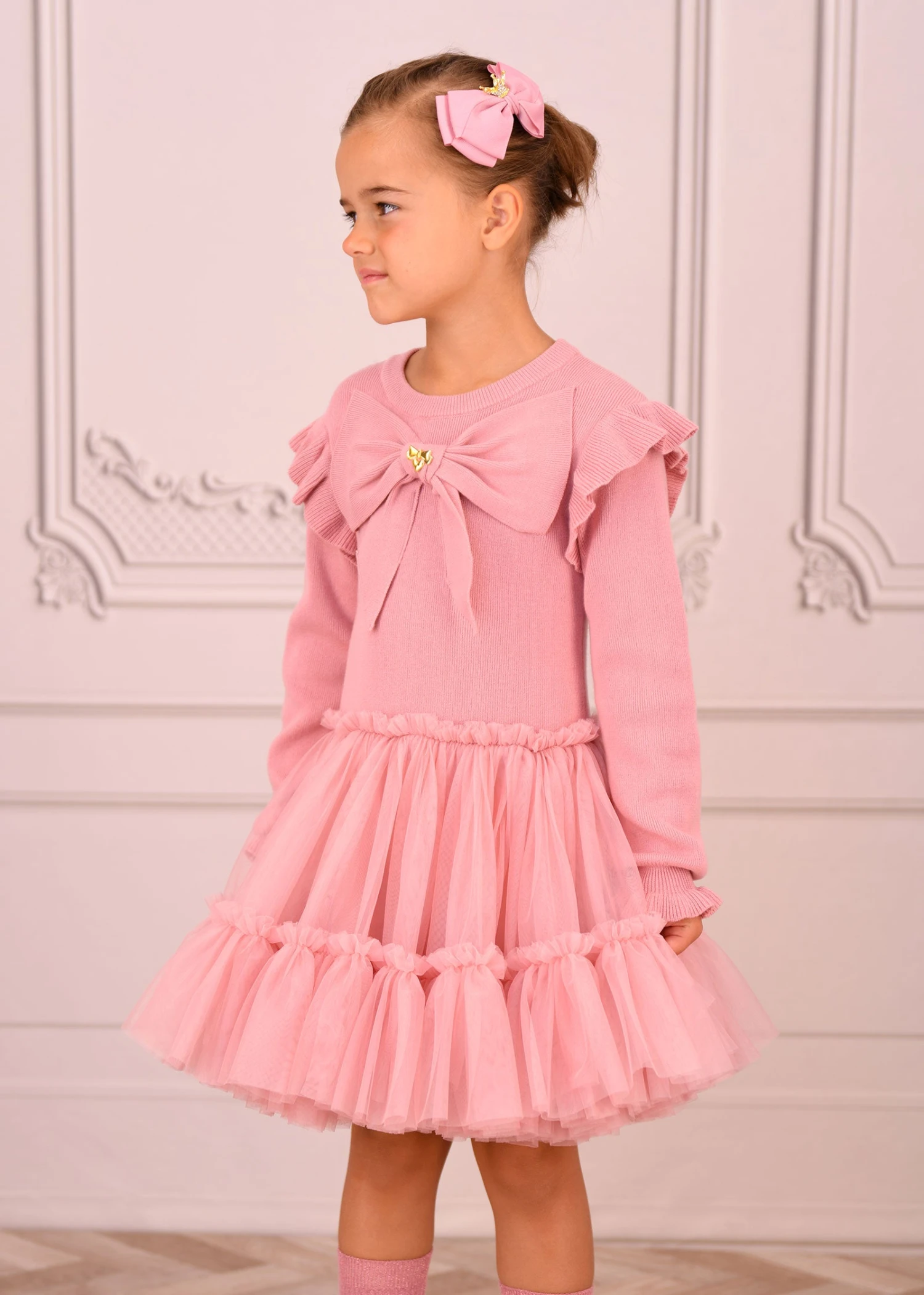 Bliss Knitted And Tulle Dress Tea Rose 6 Bliss Knitted And Tulle Dress Tea Rose - immagine 4