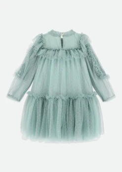 Brandice Spotted Tulle Dress Duck Egg -Angels Face Negozio Brandice Dress Duckegg Back