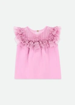 Bubbles Ruffle Neck Top Orchid 11 Bubbles Ruffle Neck Top Orchid -Angels Face Negozio Bubbles Top Orchid Back