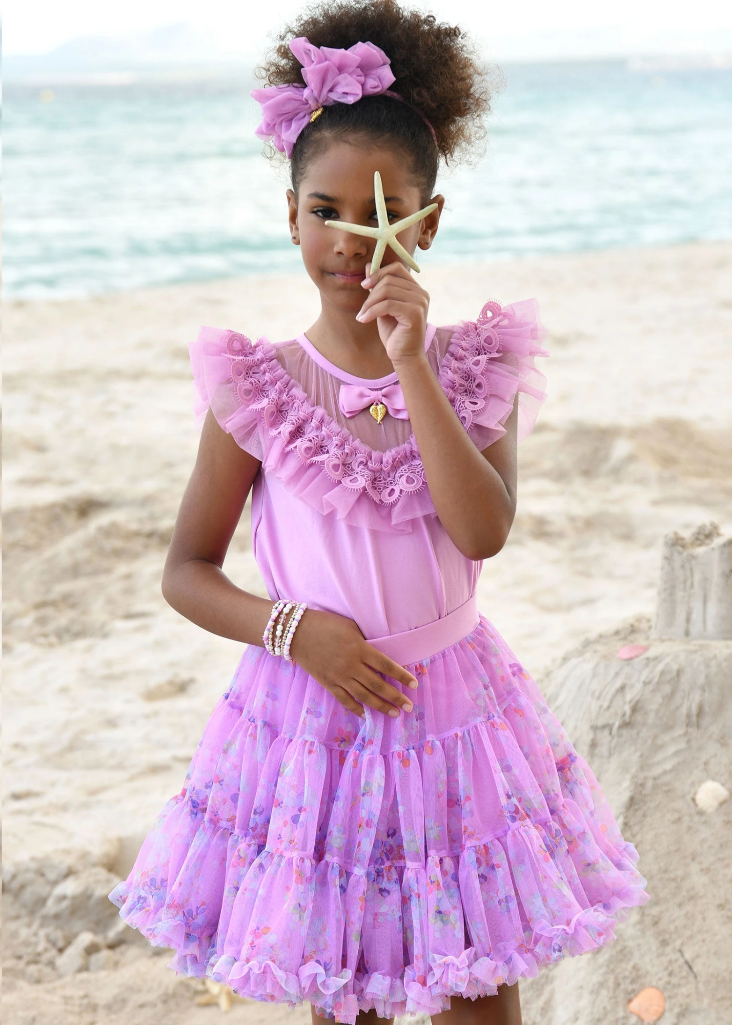 Bubbles Ruffle Neck Top Orchid 4 Bubbles Ruffle Neck Top Orchid - immagine 2