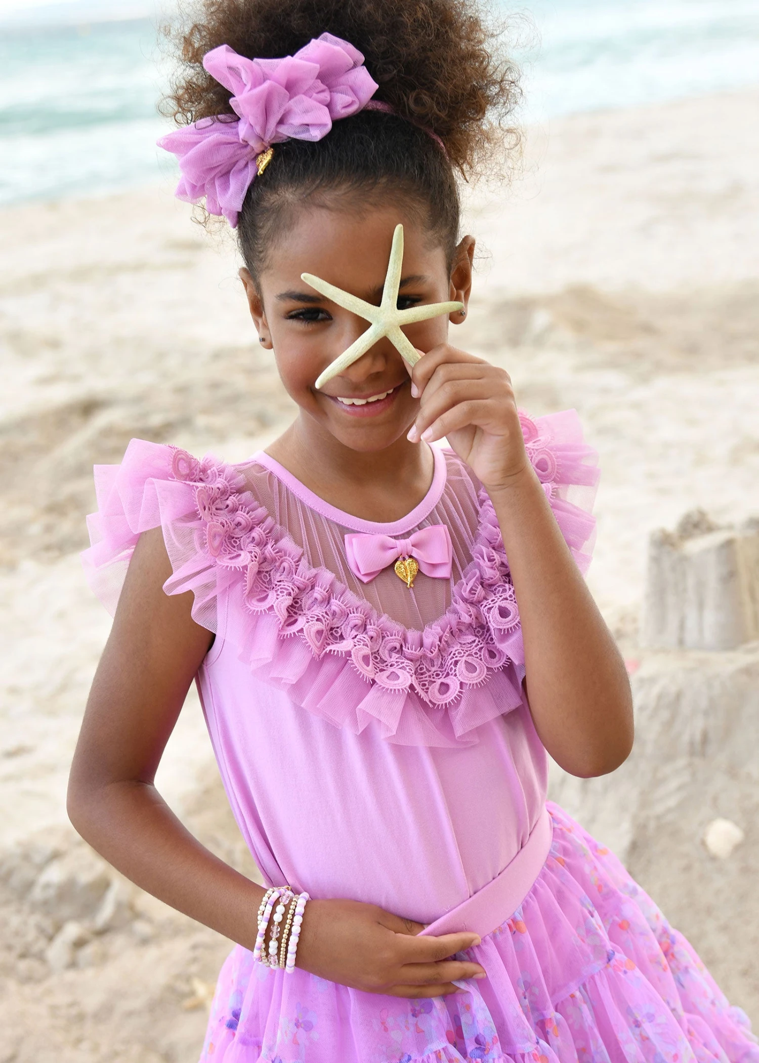 Bubbles Ruffle Neck Top Orchid 5 Bubbles Ruffle Neck Top Orchid - immagine 3