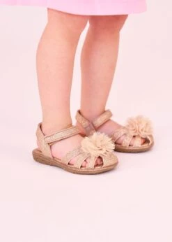 Carmen Corsage Toddler Sandals Rose Gold -Angels Face Negozio Carmen Corsage Baby Sandal Rose Gold Lifestyle