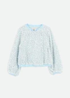 Cedar Boucle Sequin Top Pale Blue