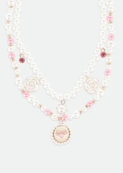 Pendant Necklace Pink/Snowdrop -Angels Face Negozio Charm Necklace Pink Detail