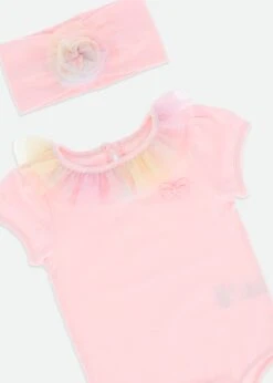 Clementine Rainbow Baby Set Pale Pink -Angels Face Negozio Clemetine Babyset Rainbow Detail