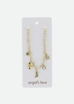 Cowgirl Charm Necklace Gold -Angels Face Negozio Cowgilr Necklace Gold Card