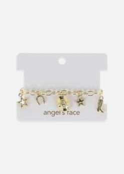 Cowgirl Charm Bracelet Gold 7 Cowgirl Charm Bracelet Gold -Angels Face Negozio Cowgirl Bracelet Gold Card