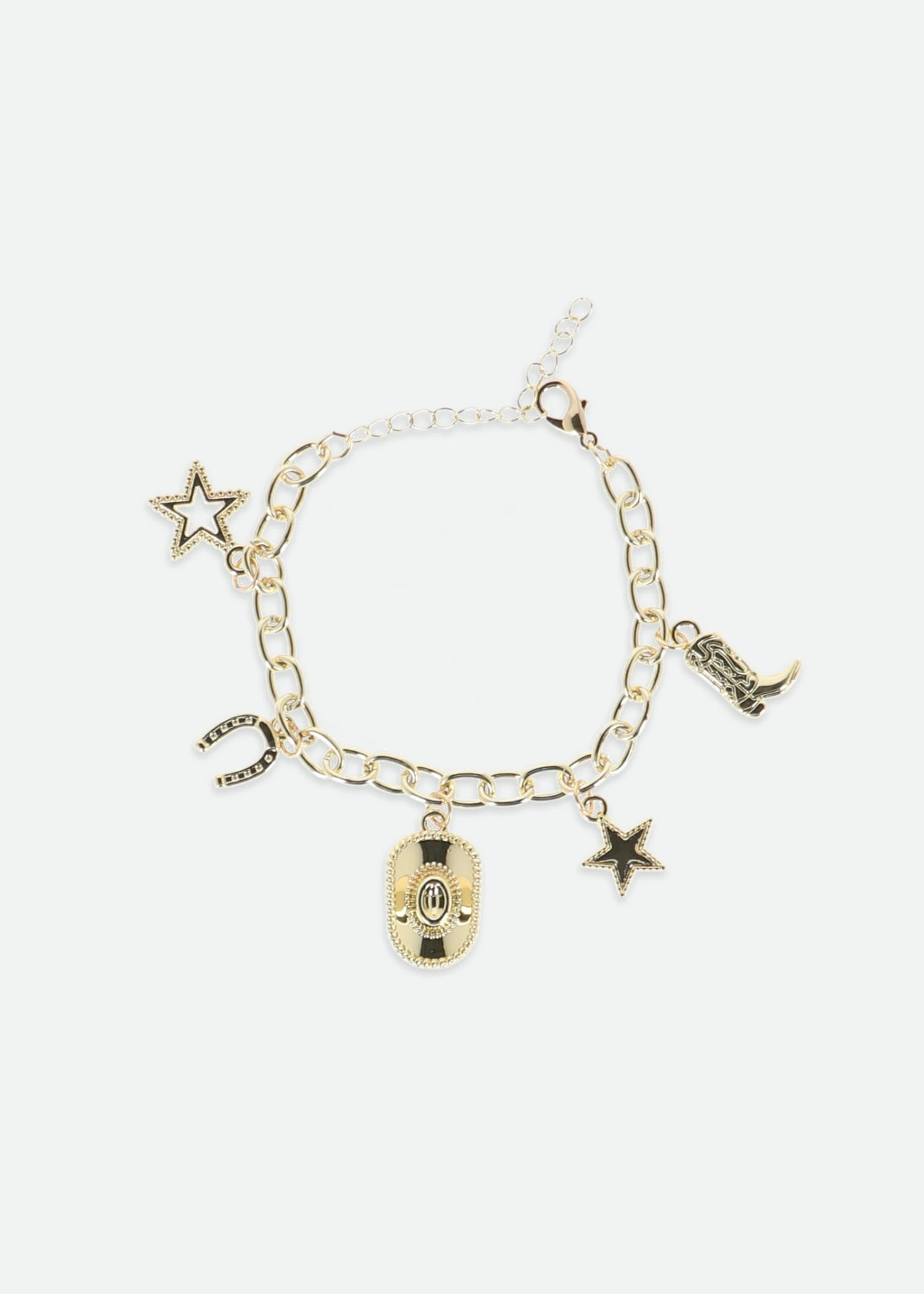 Cowgirl Charm Bracelet Gold 3 Cowgirl Charm Bracelet Gold