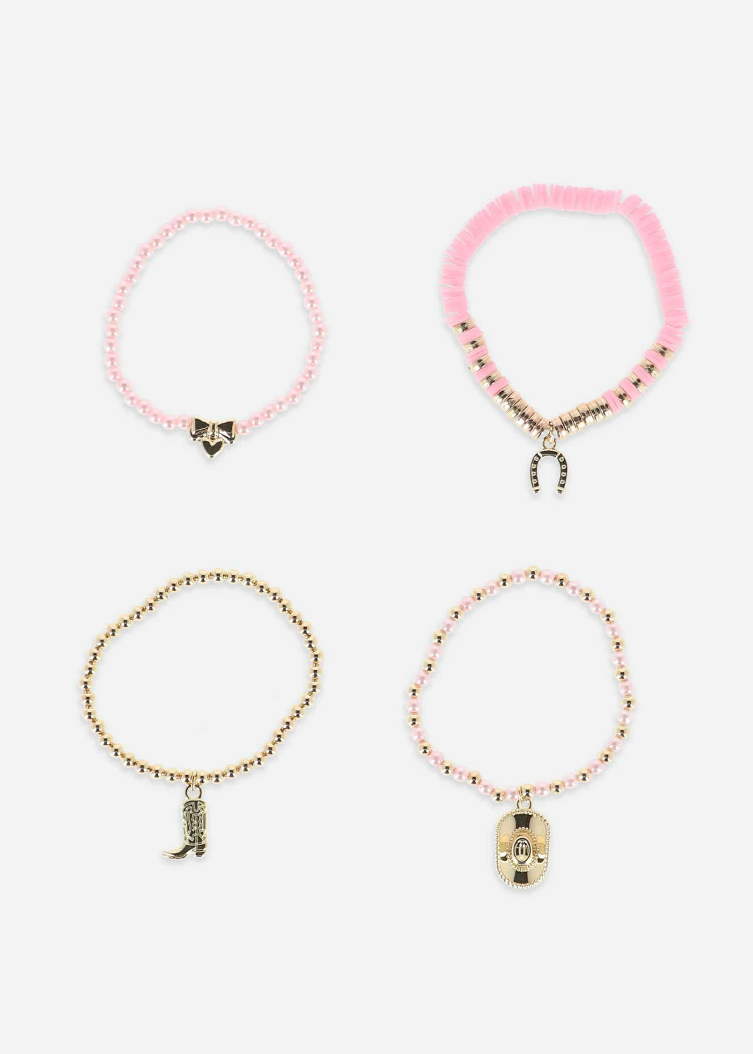 Cowgirl Bracelet Set Pink 3 Cowgirl Bracelet Set Pink